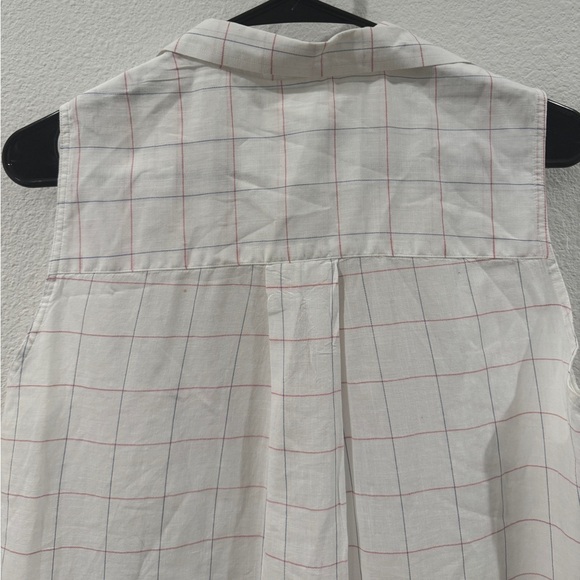 Frank & Eileen Fiona Sleeveless Button-Up Collared White Plaid Cotton Shirt XS - Picture 10 of 15